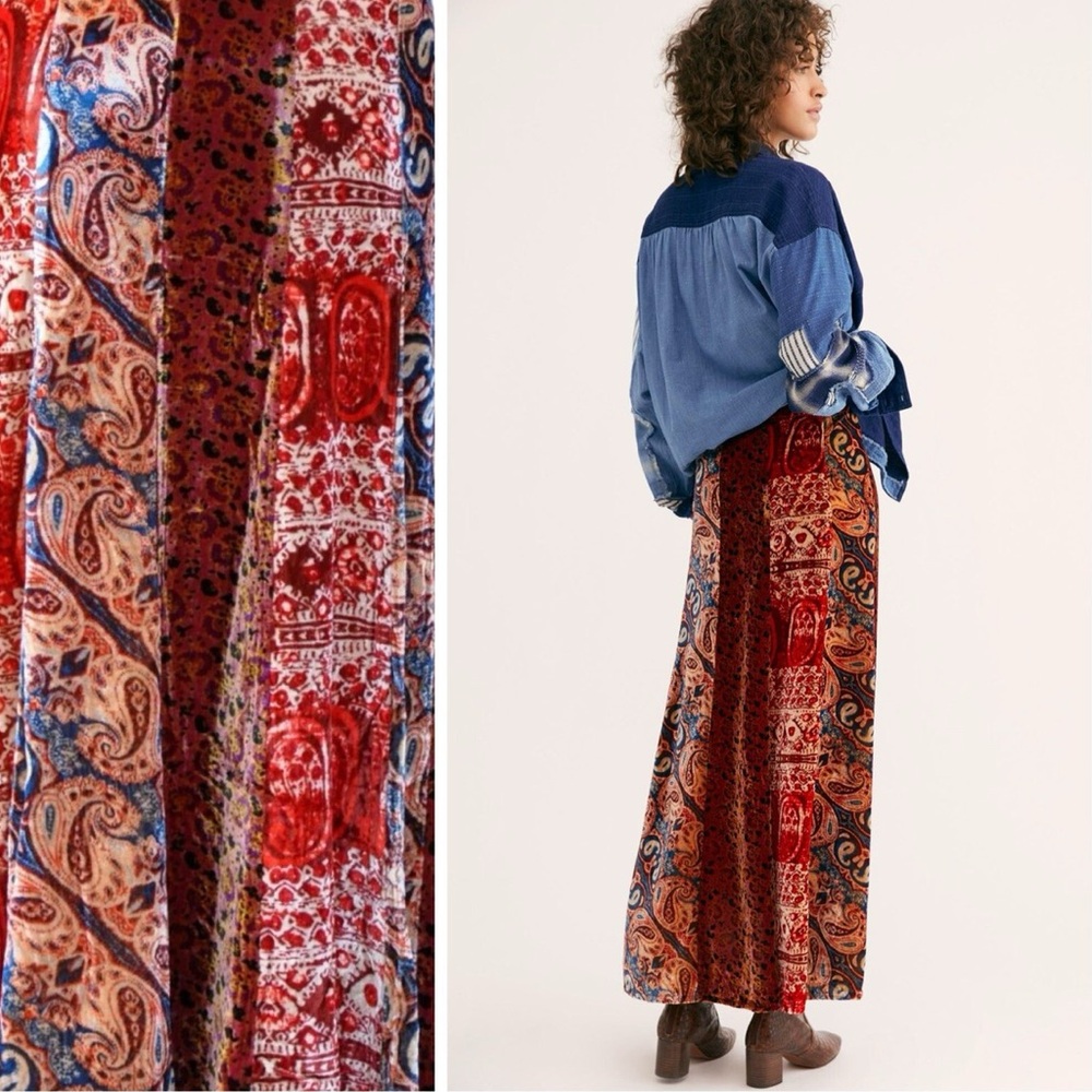 Free People High Atlas Panel Skirt in Velvet - Picture 2 of 5